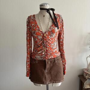 Free people orange floral blouse